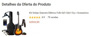 Kit Violao Giannini Elétrico Folk Gd1 Gdc1 Eq + Acessórios